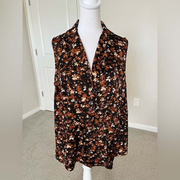 NWT Halogen Black and Brown Sleeveless Top Size 1X - Picture 1 of 10